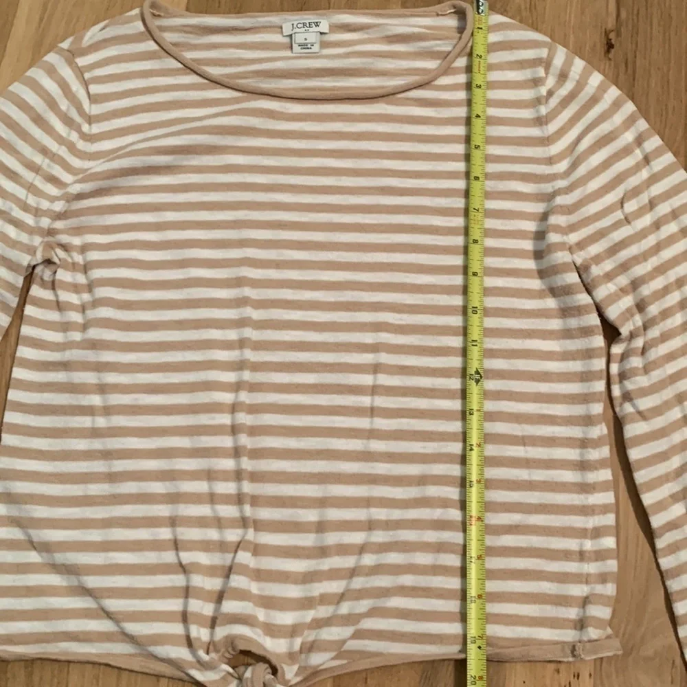 J. Crew 3/4 Bell Sleeve Cropped with Tie Striped Crewneck Sweater Top Women’s S
